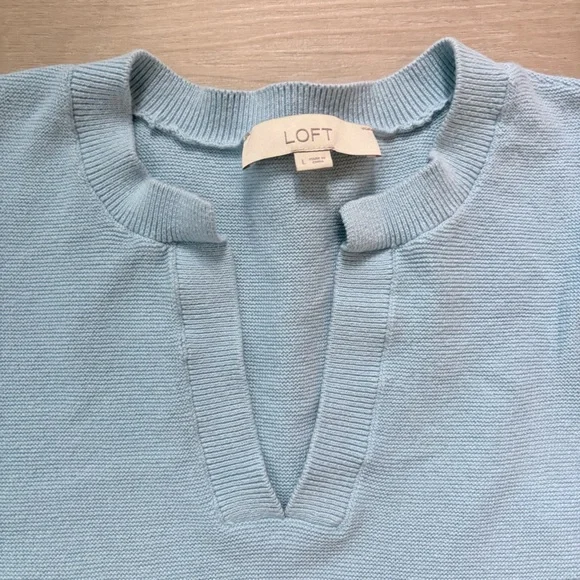 Loft Sky Blue V-Neck Sweater - Picture 3 of 7